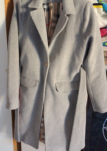 Burberry Gri Melanj Uzun Kaban