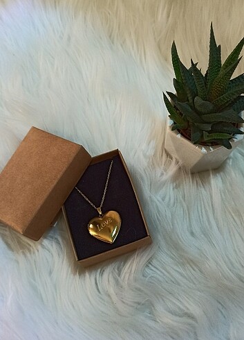 Love kalp kapaklı kolye 