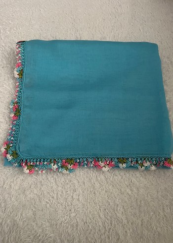 Turkuaz iğne oyası Kenarlı Kadın eşarp&tülbent&yazma - Görsel 2