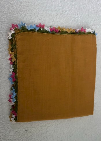 İğne oyası Detaylı hardal sarısı Kadın Eşarp&tülbent&yazma - Görsel 3