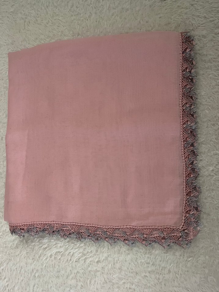 İğne oyası Detaylı Pudra Pembe Kadın Eşerp&Yazma&Tülbent - Görsel 2