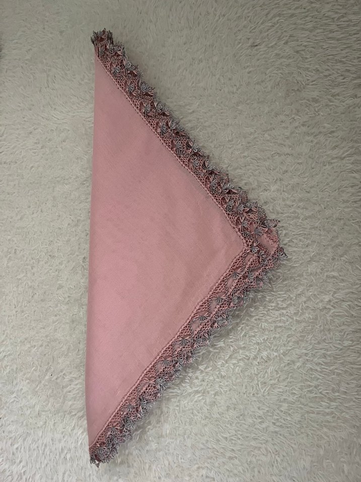 İğne oyası Detaylı Pudra Pembe Kadın Eşerp&Yazma&Tülbent - Görsel 3