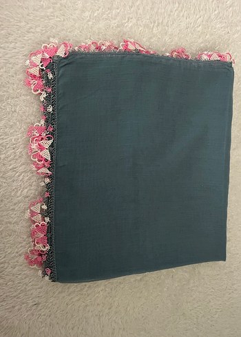 İğne oyası Detaylı Gri Kadın Eşarp&tülbent&yazma - Görsel 2