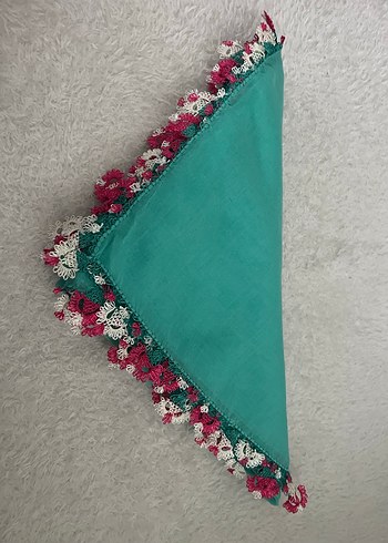 İğne oyası Detaylı Turkuaz Kadın eşarp&yazma&tülbent - Görsel 2