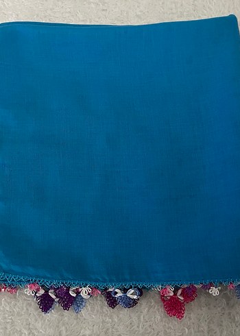 İğne oyası Detaylı turkuaz Mavi  Kadın Eşarp&yazma&tülbent - Görsel 2