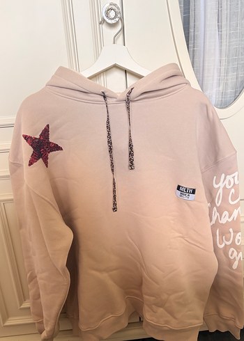 Bej Kapüşonlu Sweatshirt