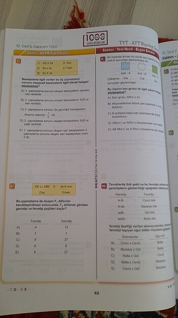 Beden LİMİTSİZ VİP BİYOLOJİ CHACK UP TEST TYT AYT