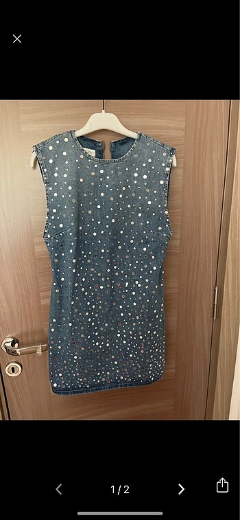 Zara aynalı denim elbise