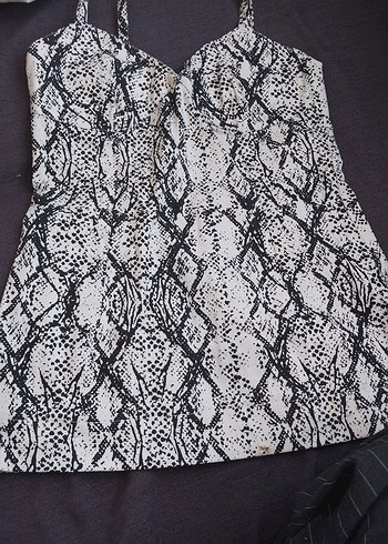 Yılan Desenli Zincir Detaylı Uzun Kadın Uzun crop