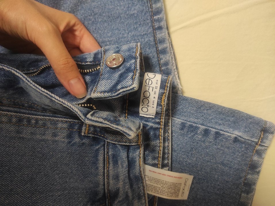 Kadın Mavi Bol Kesim Kot Pantolon Wide Leg - Görsel 2