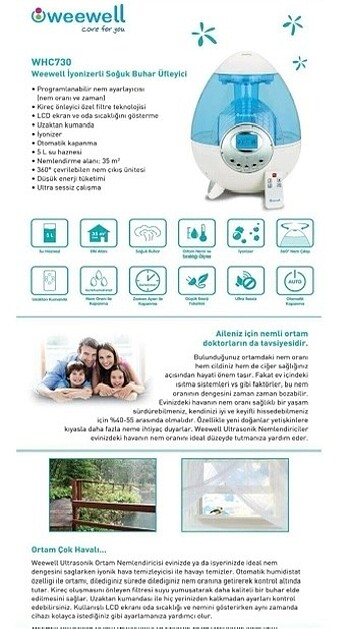 Weewell kumandalı soğuk buhar makinası whc730 - Görsel 6