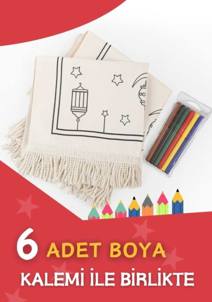 Renkli Pamuklu Boyamalı Çocuk Seccadesi - Görsel 4