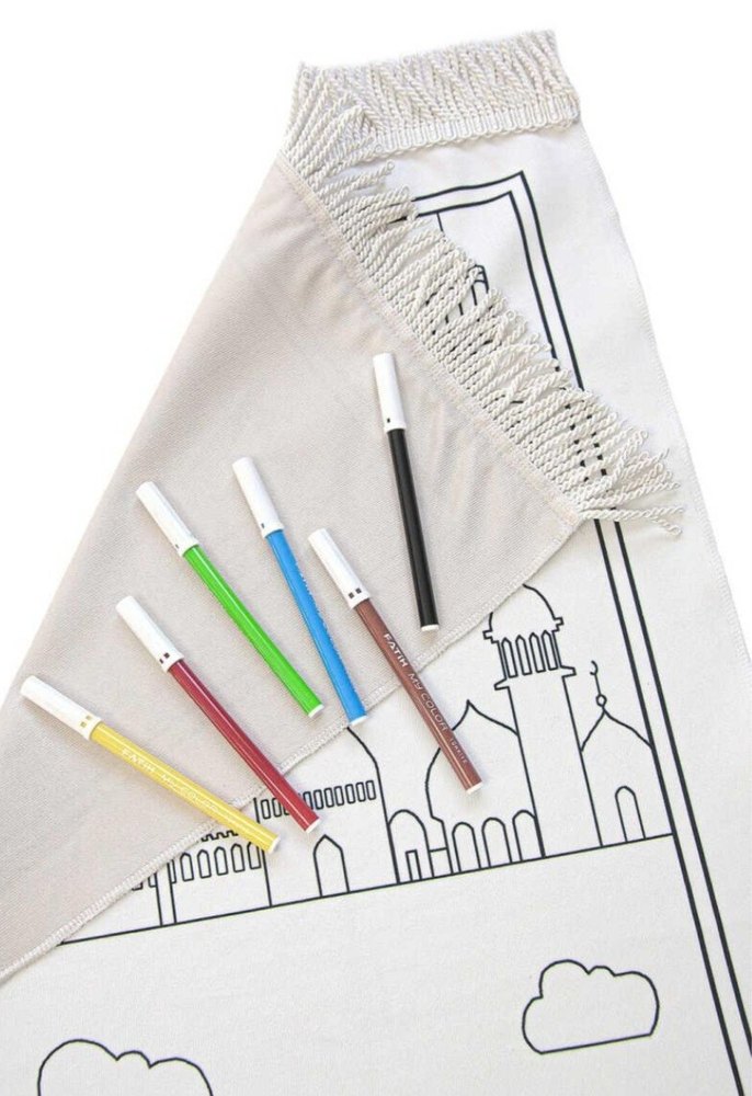 Renkli Pamuklu Boyamalı Çocuk Seccadesi - Görsel 3