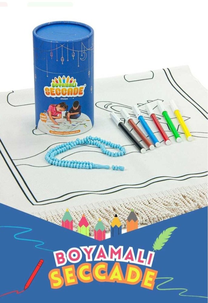 Renkli Pamuklu Boyamalı Çocuk Seccadesi - Görsel 5