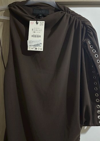 Zara Asimetrik Kahve Kısa Elbise - Görsel 5