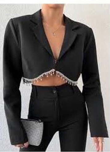Crop ceket