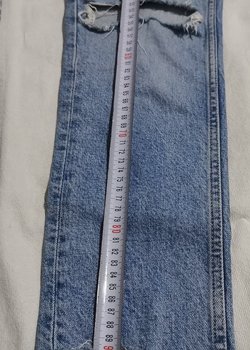 Zara Diz Yırtıklı Mavi Kadın Denim Pantolon - Görsel 5