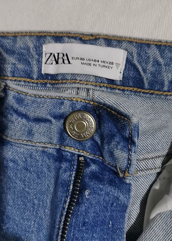 Zara Diz Yırtıklı Mavi Kadın Denim Pantolon - Görsel 6