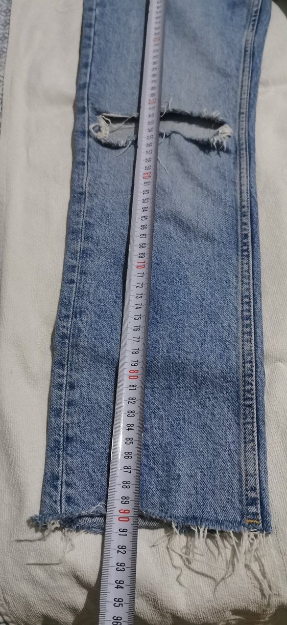 Zara Diz Yırtıklı Mavi Kadın Denim Pantolon - Görsel 5