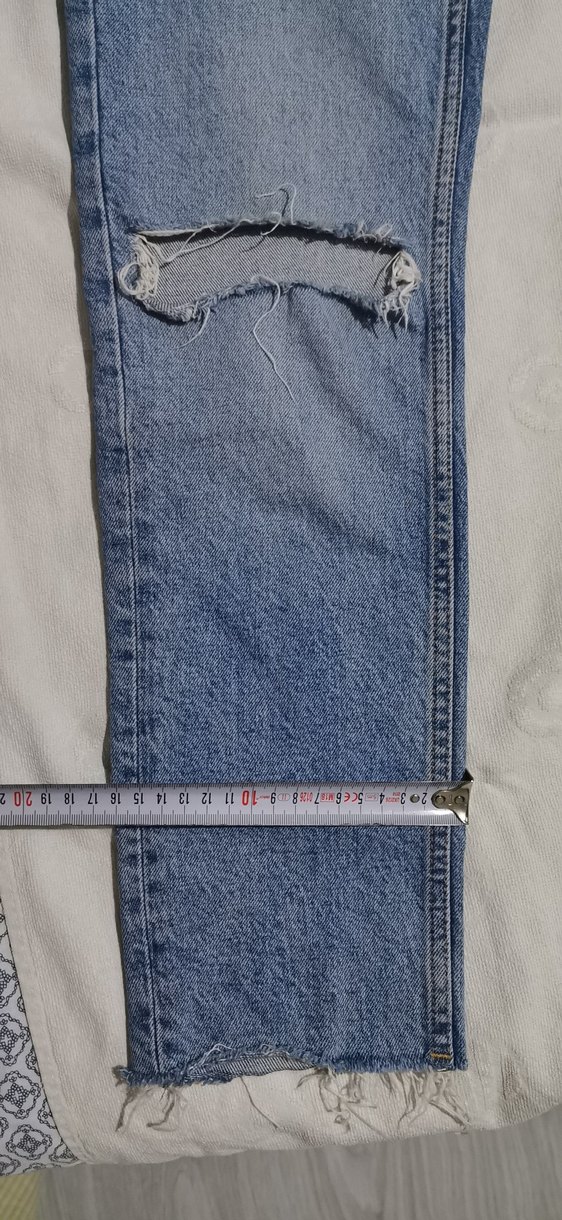 Zara Diz Yırtıklı Mavi Kadın Denim Pantolon - Görsel 4