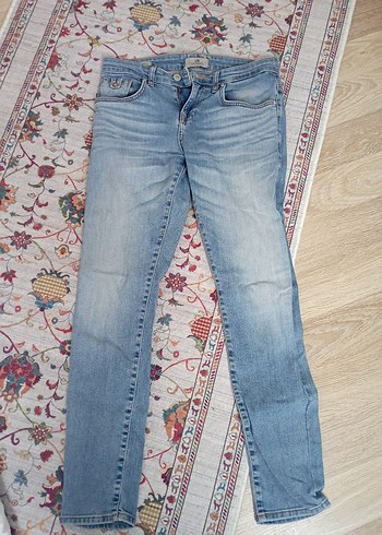 Baskılı Mavi Kadın Kot Pantolon - Görsel 3