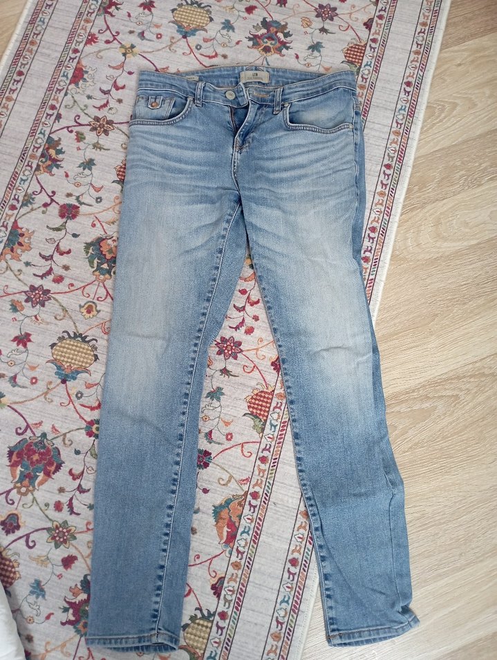 Baskılı Mavi Kadın Kot Pantolon - Görsel 3