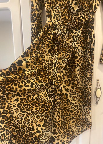 Leopar Desenli Uzun Kollu Kadın Elbise - Görsel 5