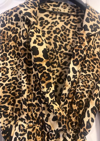 Leopar Desenli Uzun Kollu Kadın Elbise - Görsel 3