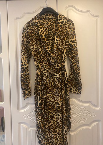 Leopar Desenli Uzun Kollu Kadın Elbise - Görsel 4
