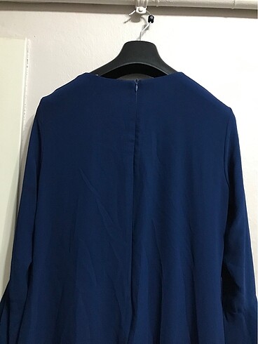 40 Beden mavi Renk Mavi Fırfır Şifon Elbise
