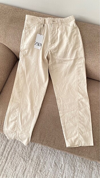Zara Zara Asimetrik Kesimli Keten Pantolon