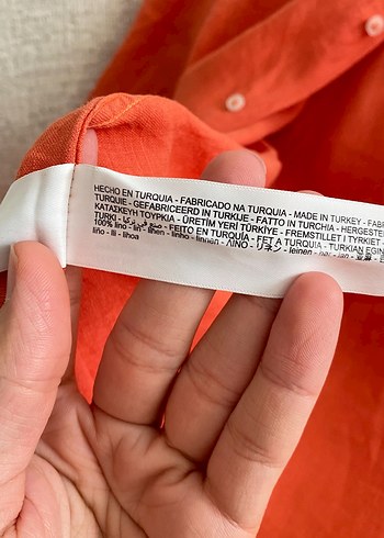l Beden kırmızı Renk Massimo Dutti Erkek Keten Gömlek