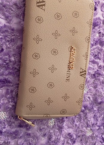 Fermuarlı Süet krem Kadın Clutch Cüzdan