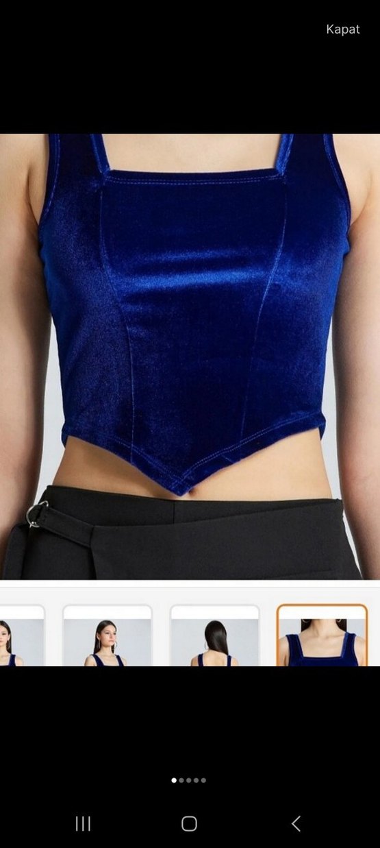 Koyu Mavi kare Yaka Korse Bustiyer - Görsel 5