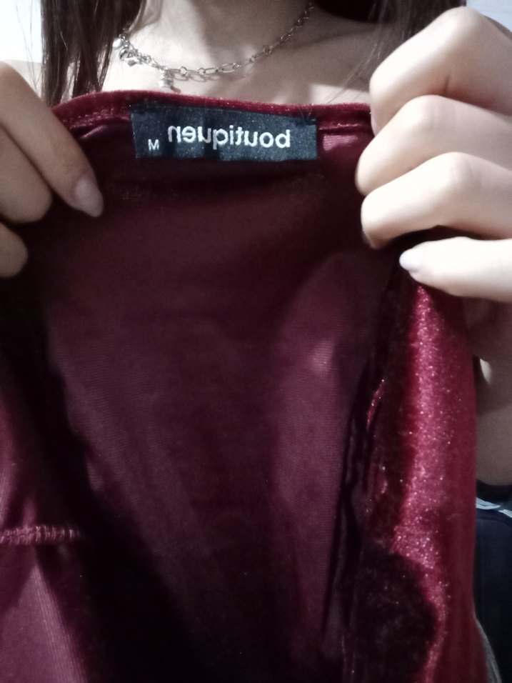 Bordo kare Yaka Pilili Mini Bustiyer - Görsel 5