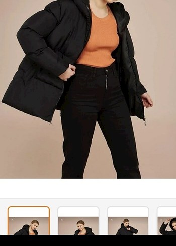 Siyah Midi Street Style Kadın Kışlık Mont - Görsel 3