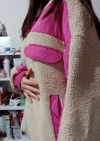 Pembe Kürklü Kadın Kışlık Ceket - Görsel 4