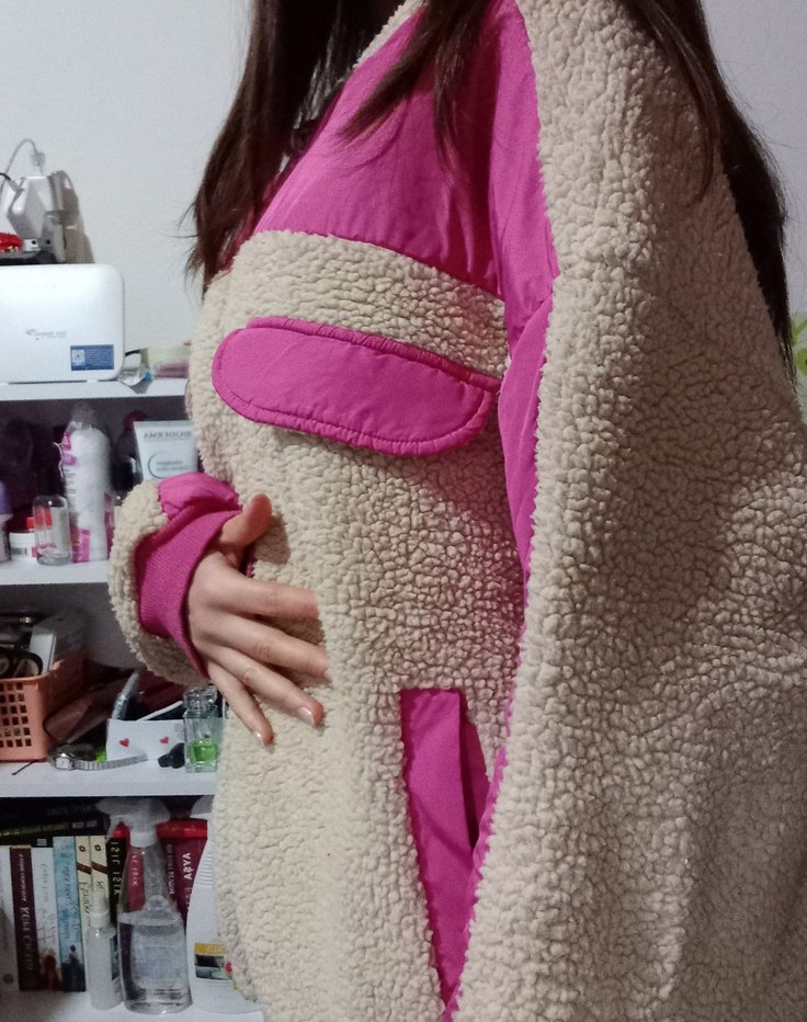 Pembe Kürklü Kadın Kışlık Ceket - Görsel 4