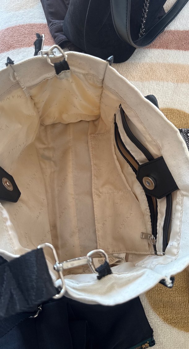 Beyaz Siyah Detaylı Kadın Omuz Çantası - Görsel 5