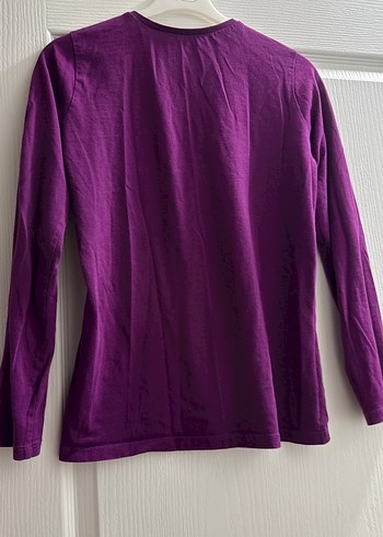 Mor Uzun Kollu Basic Kadın Tişört - Görsel 5