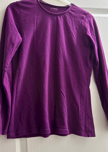 Mor Uzun Kollu Basic Kadın Tişört - Görsel 4