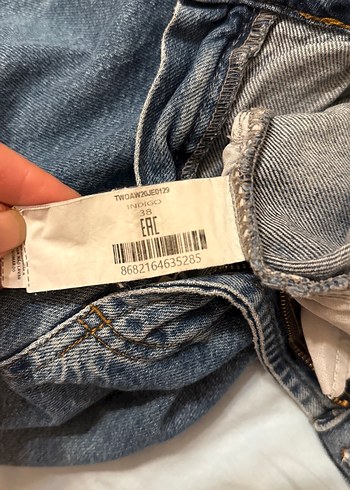 Kadın Mavi Rahat Kesim Midi Denim Jean - Görsel 7