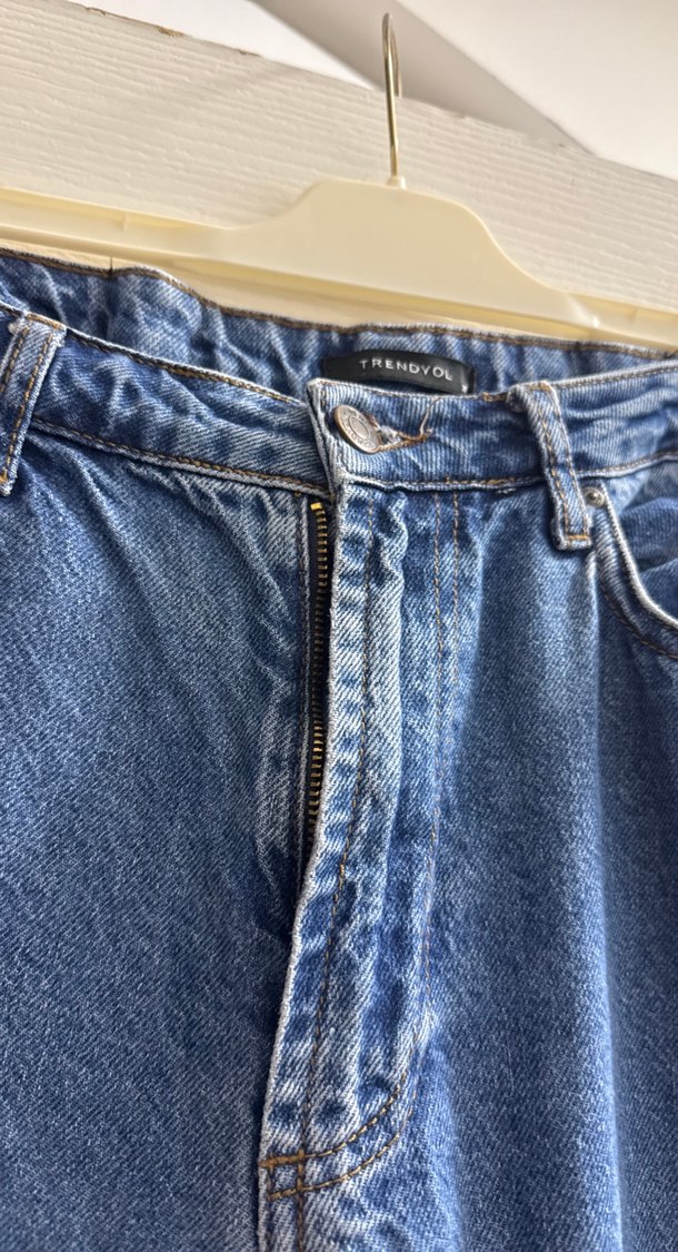 Kadın Mavi Rahat Kesim Midi Denim Jean - Görsel 2