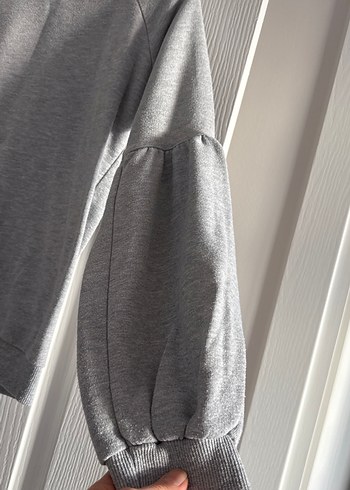 Gri Kadın Uzun Kollu Fırfırlı Sweatshirt - Görsel 3