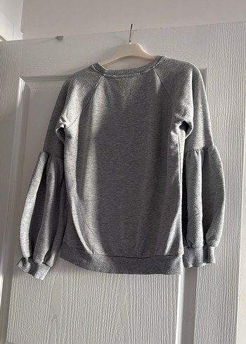 Gri Kadın Uzun Kollu Fırfırlı Sweatshirt - Görsel 4