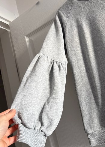 Gri Kadın Uzun Kollu Fırfırlı Sweatshirt - Görsel 2