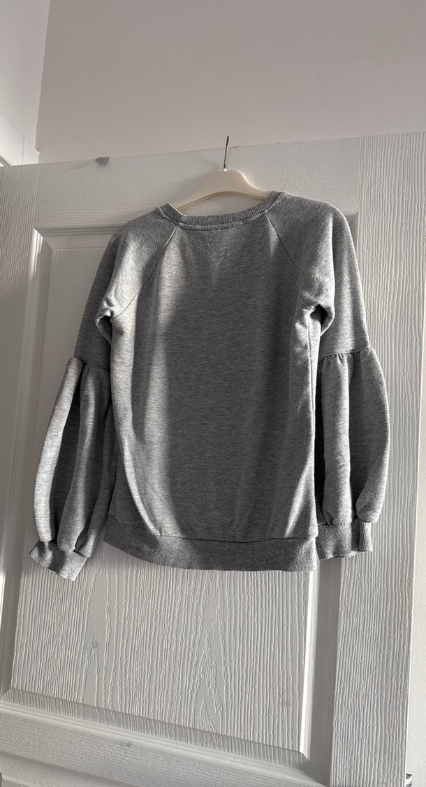 Gri Kadın Uzun Kollu Fırfırlı Sweatshirt - Görsel 4