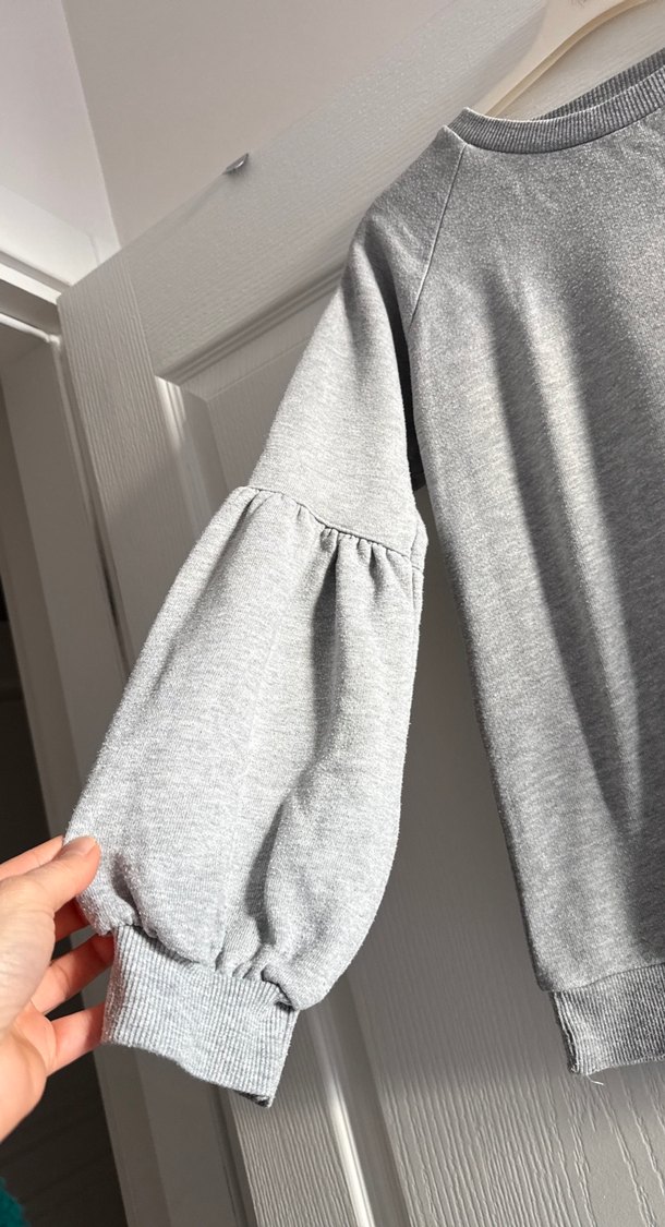 Gri Kadın Uzun Kollu Fırfırlı Sweatshirt - Görsel 2