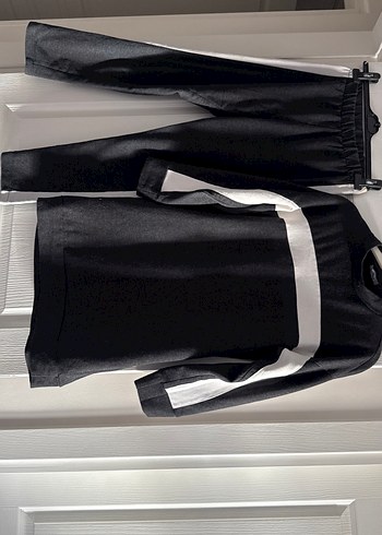 Gri Şeritli Siyah Kadın Eşofman Takımı - Görsel 2