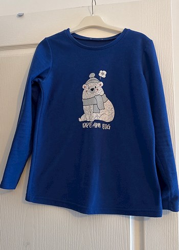 Kız Çocuk Mavi Uzun Kollu Sweatshirt - Görsel 2